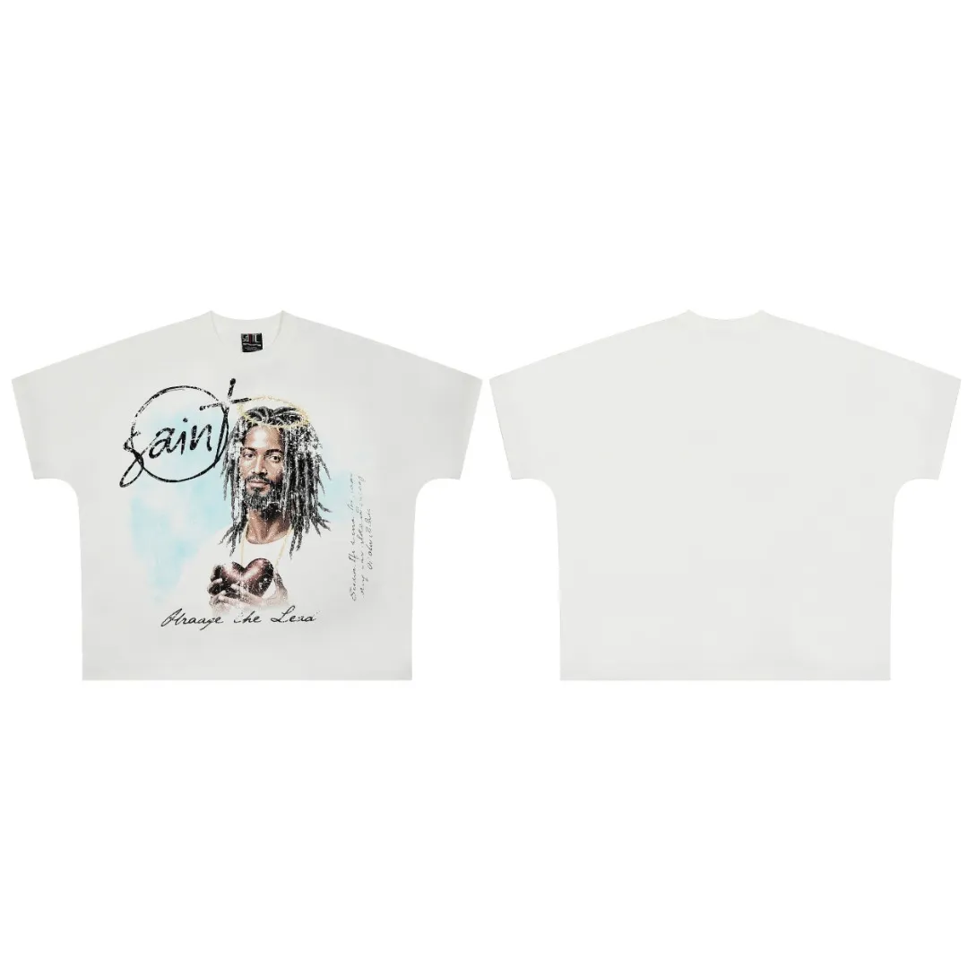 SAINT vintage American fashion special version one-piece short-sleeved T-shirt Wholesale price: 118 Size: M L XL Style number: 2155 Color: white
